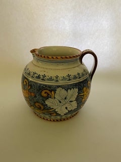 Large Hand-Painted 19th Century Faience Jug/Pitcher.