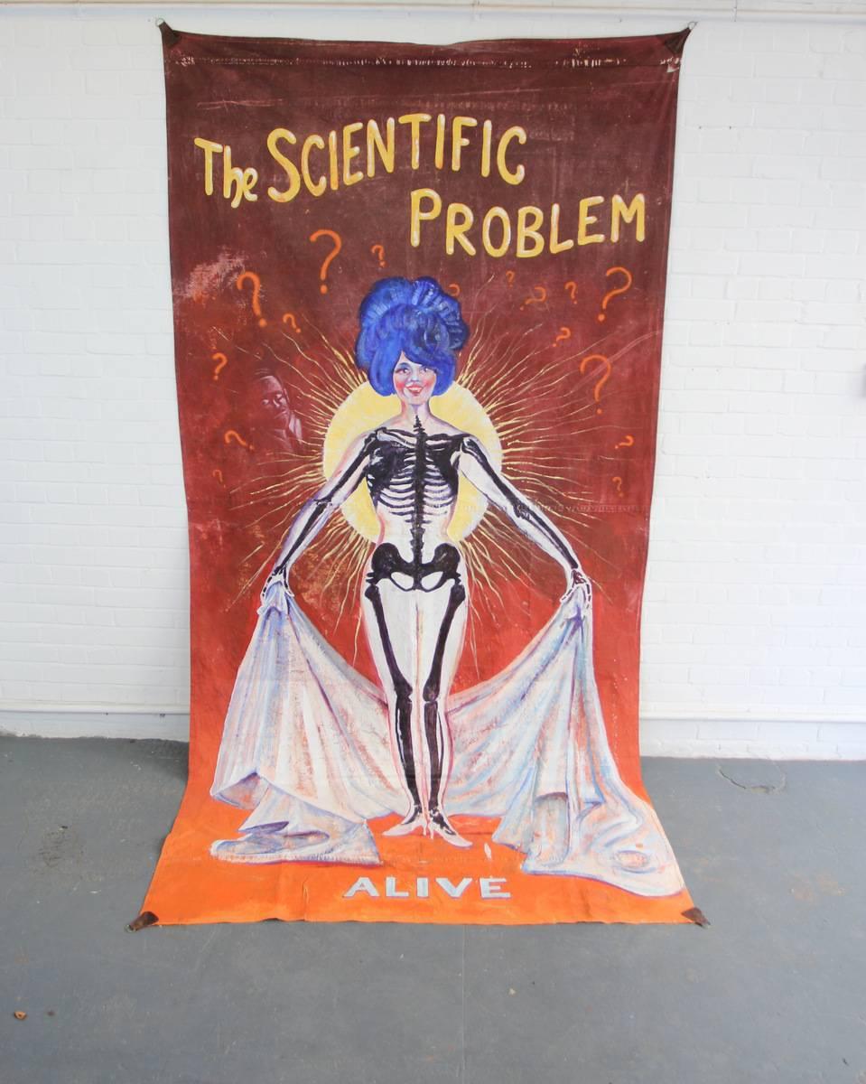 Large Hand-Painted American Circus Sideshow Banner, circa 1960s 6