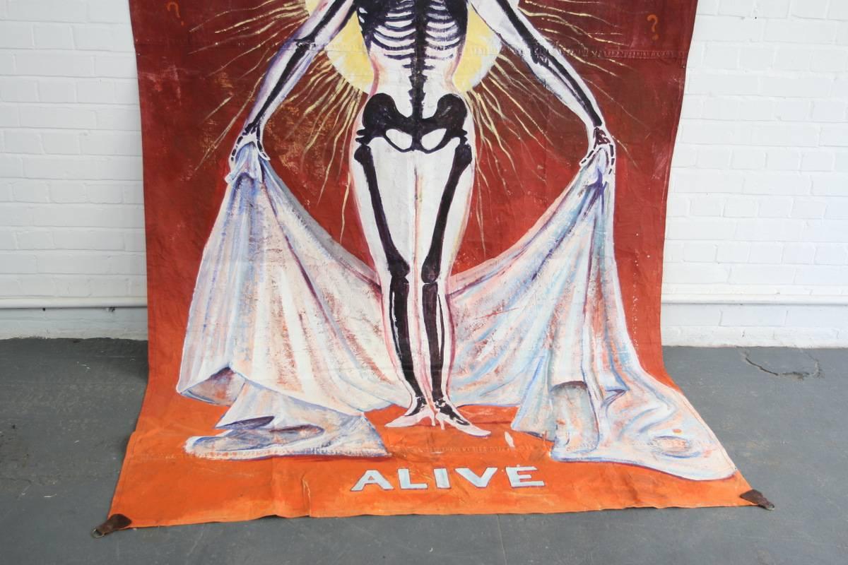 Large Hand-Painted American Circus Sideshow Banner, circa 1960s In Good Condition In Gloucester, GB