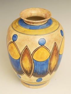 Large Hand Painted Art Deco Vase