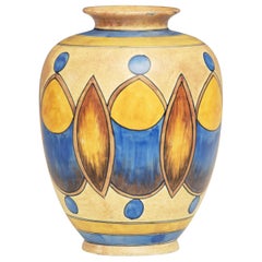 Large Hand Painted Art Deco Vase
