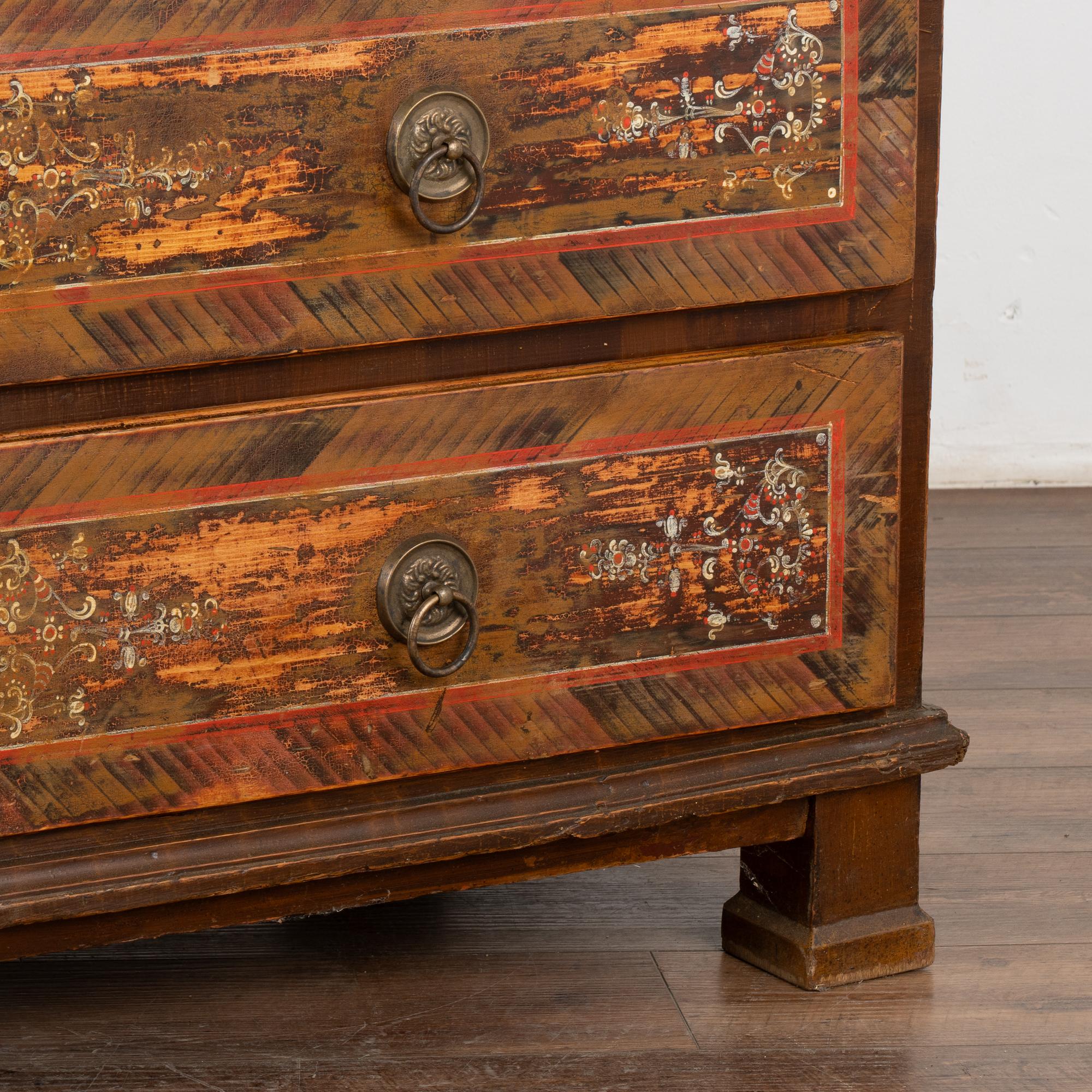Large Hand Painted Blanket Chest of Three Drawers, Hungary dated 1872 5