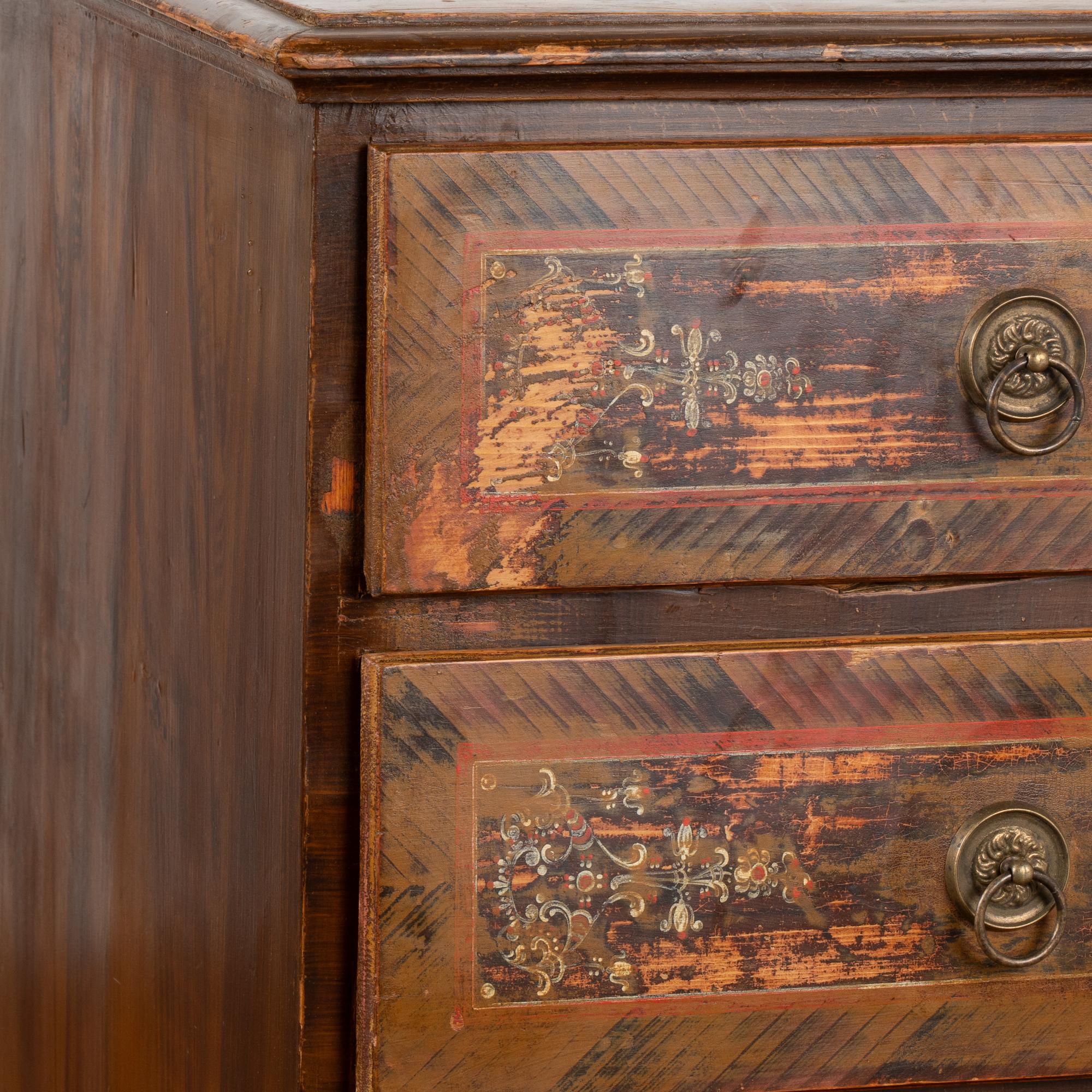 Large Hand Painted Blanket Chest of Three Drawers, Hungary dated 1872 1