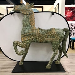 Grande sculpture de cheval cabré peinte à la main Sculpture équestre équine
