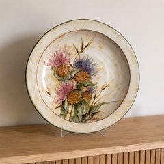 Large Hand-Painted Ceramic Charger by Maria Lluis for Sant Vicens, Perpignan, Fr