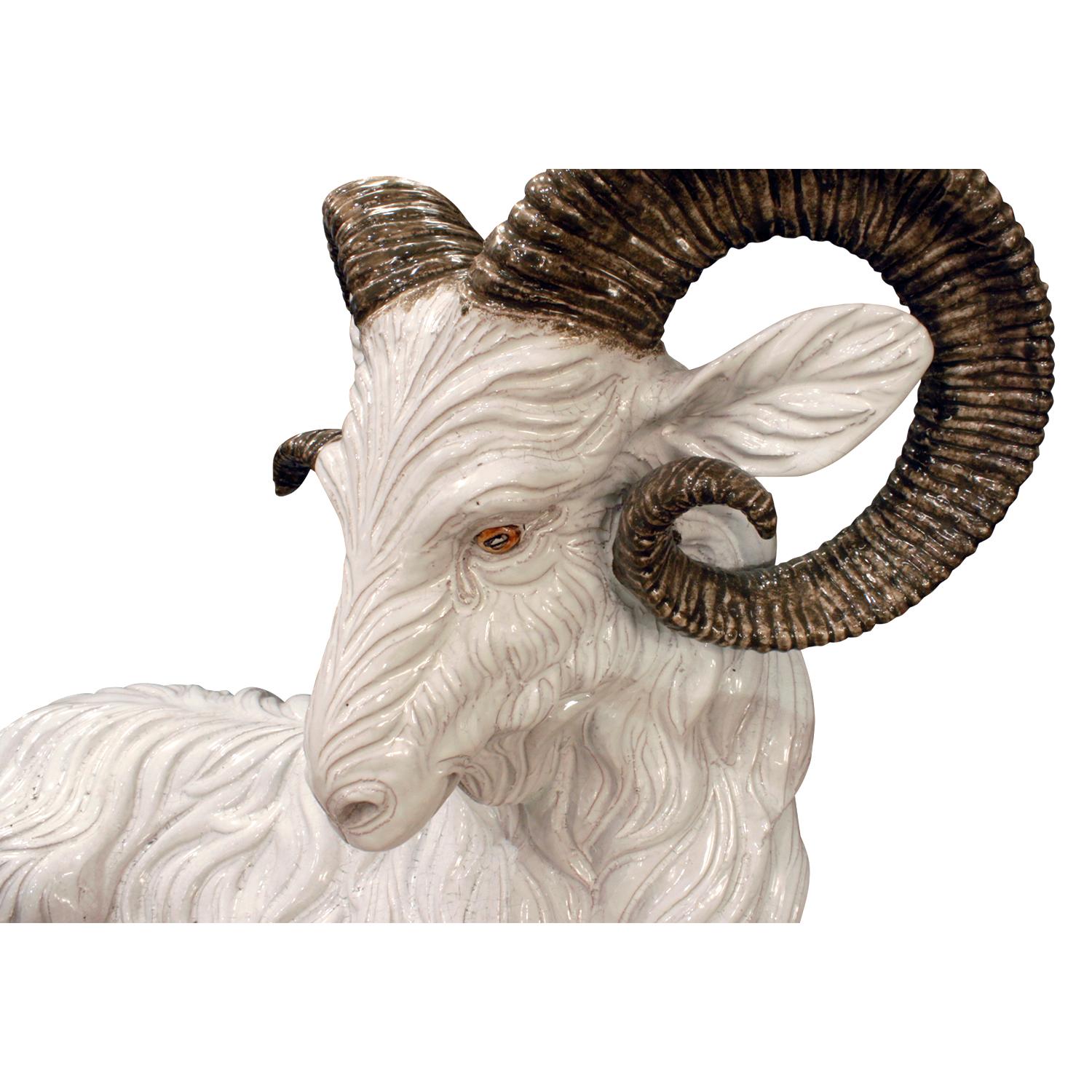 Mid-Century Modern Large Italian Hand Painted Ceramic Ram, 1950s 