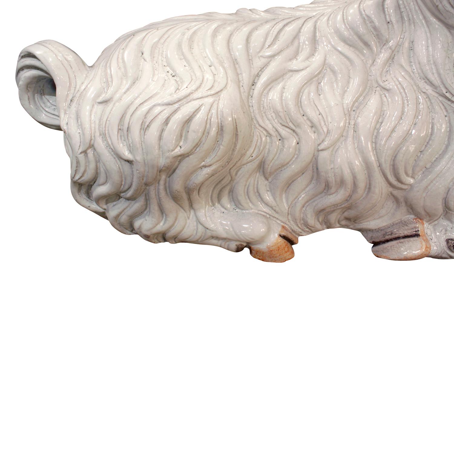 Hand-Crafted Large Italian Hand Painted Ceramic Ram, 1950s 