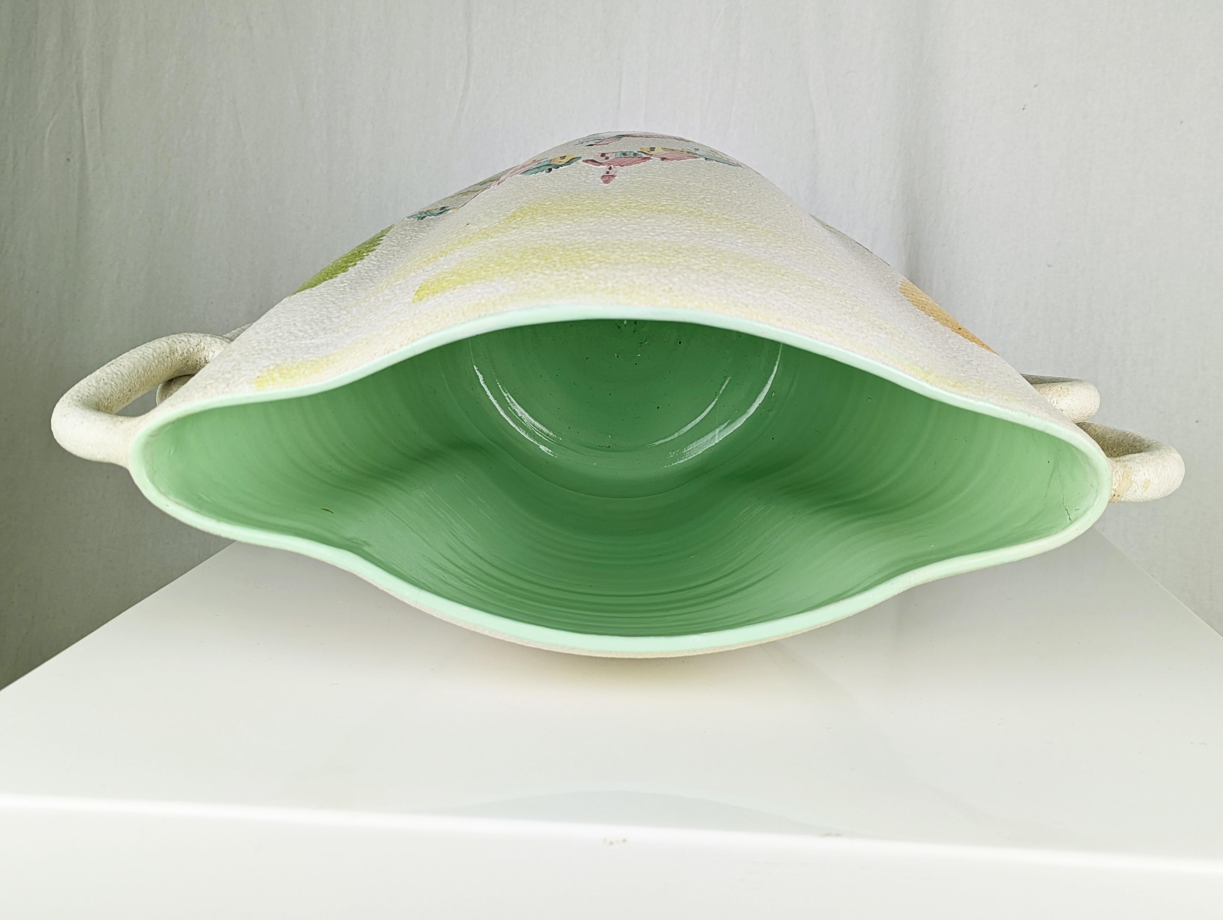 Large hand painted ceramic Mid Century vase by CE AS Albisola For Sale 8