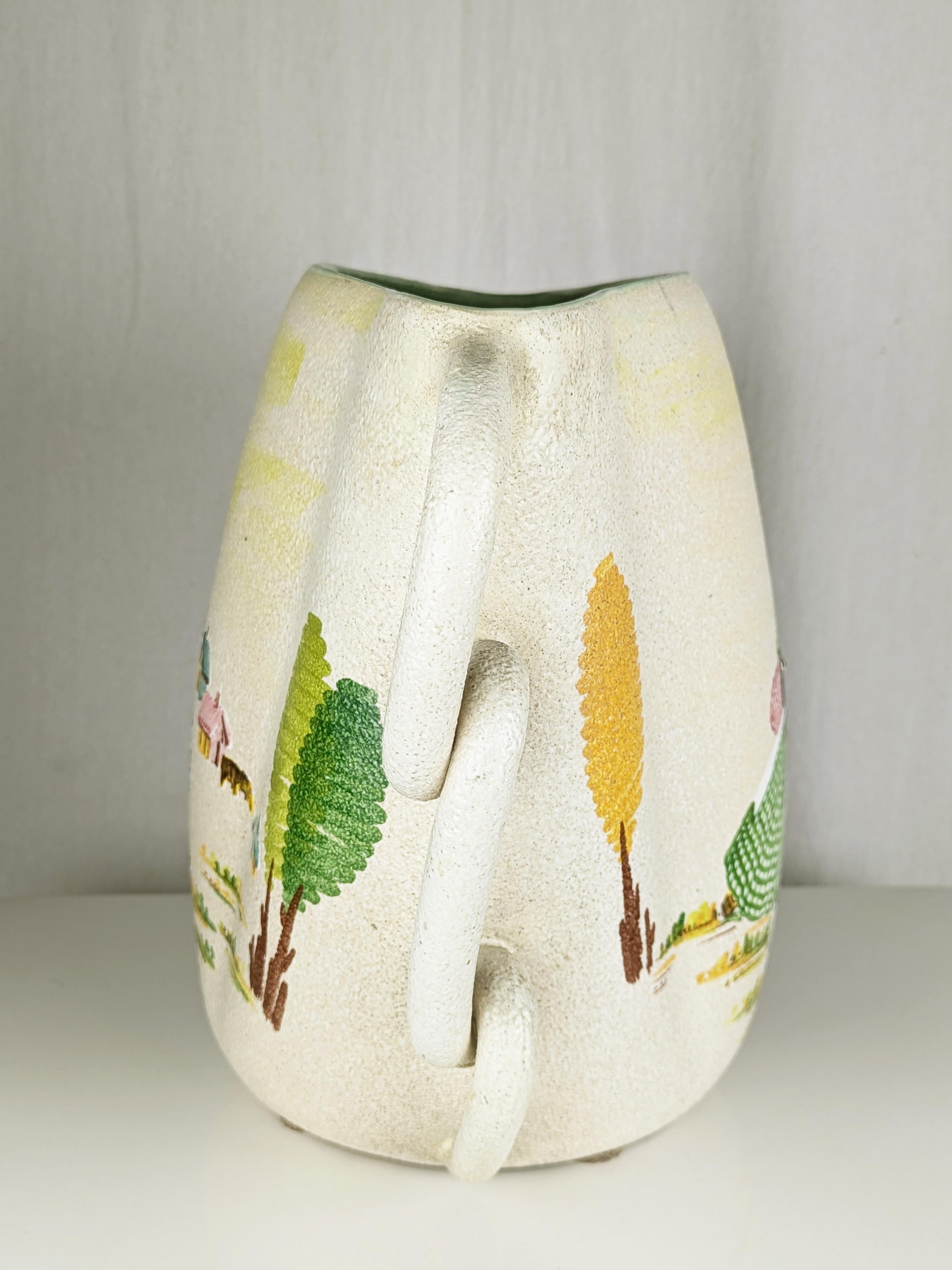 Large hand painted ceramic Mid Century vase by CE AS Albisola For Sale 10
