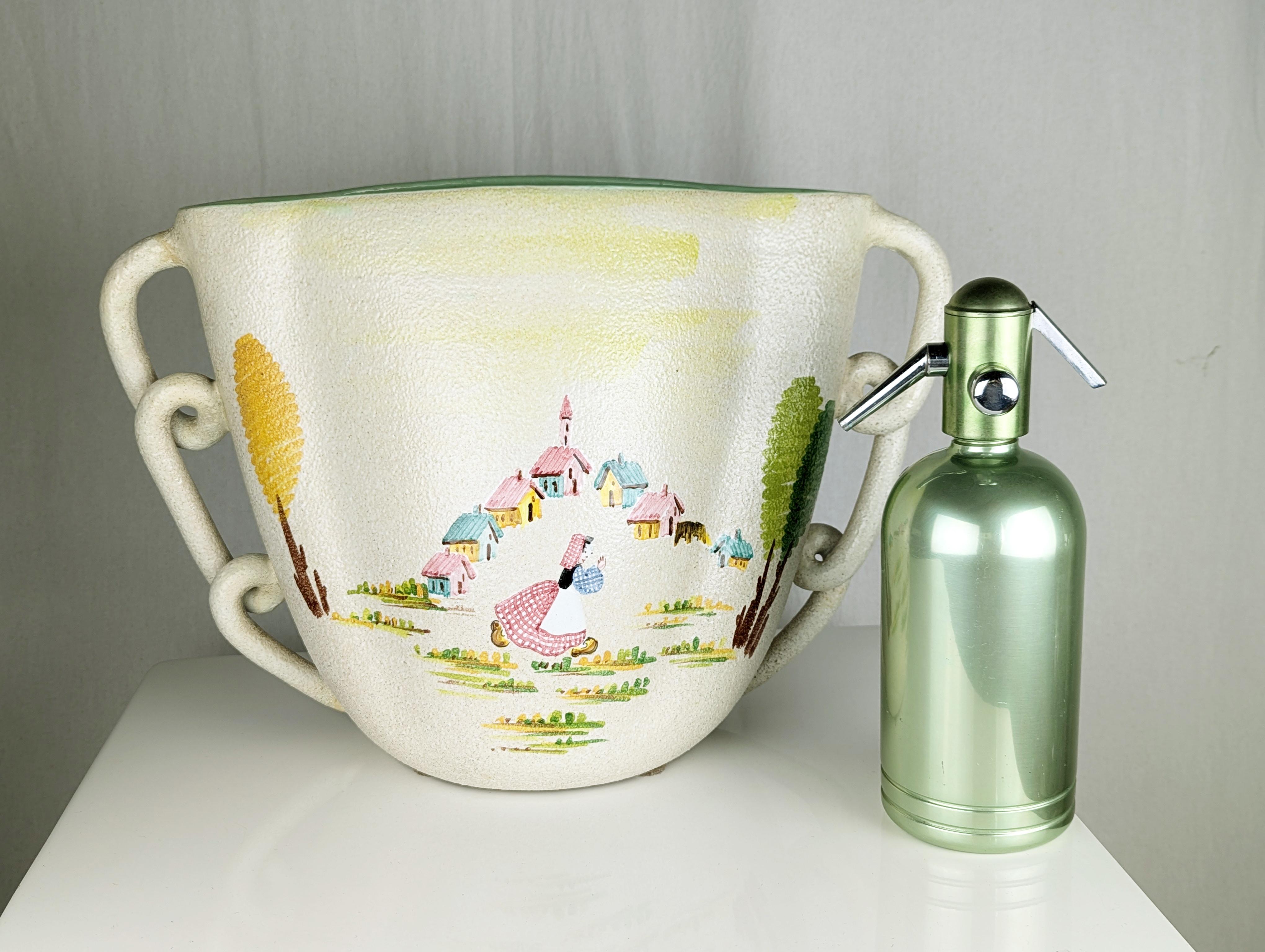 Ceramic Large hand painted ceramic Mid Century vase by CE AS Albisola For Sale
