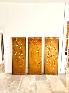 Large Hand-Painted Chinoiserie Wall Panels or Hangings