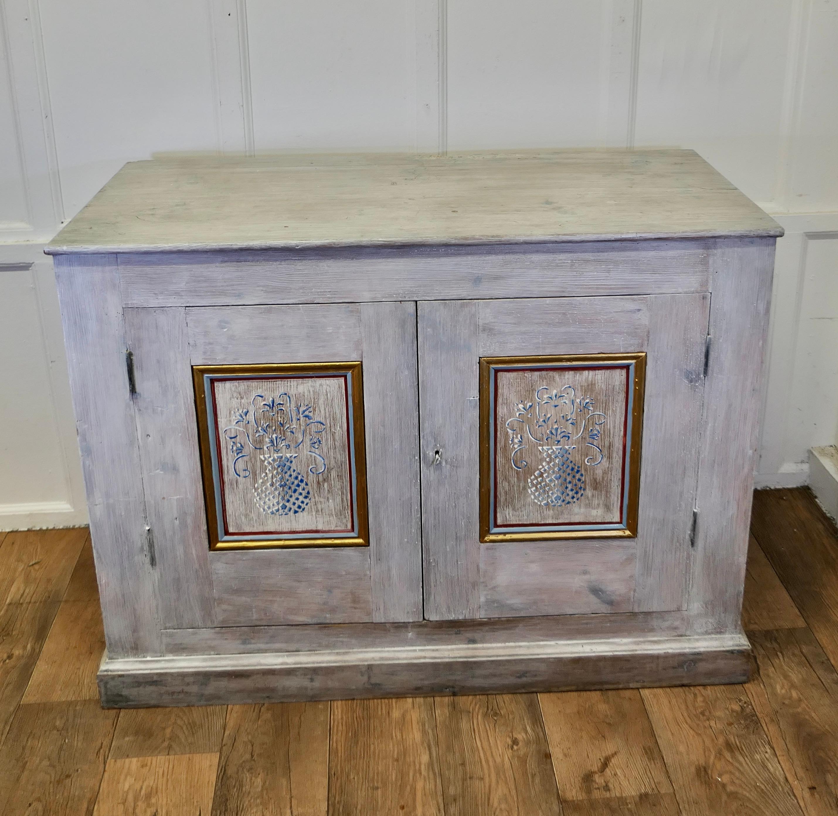 Folk Art Large Hand Painted Cupboard from South of France  Beautifully painted   For Sale
