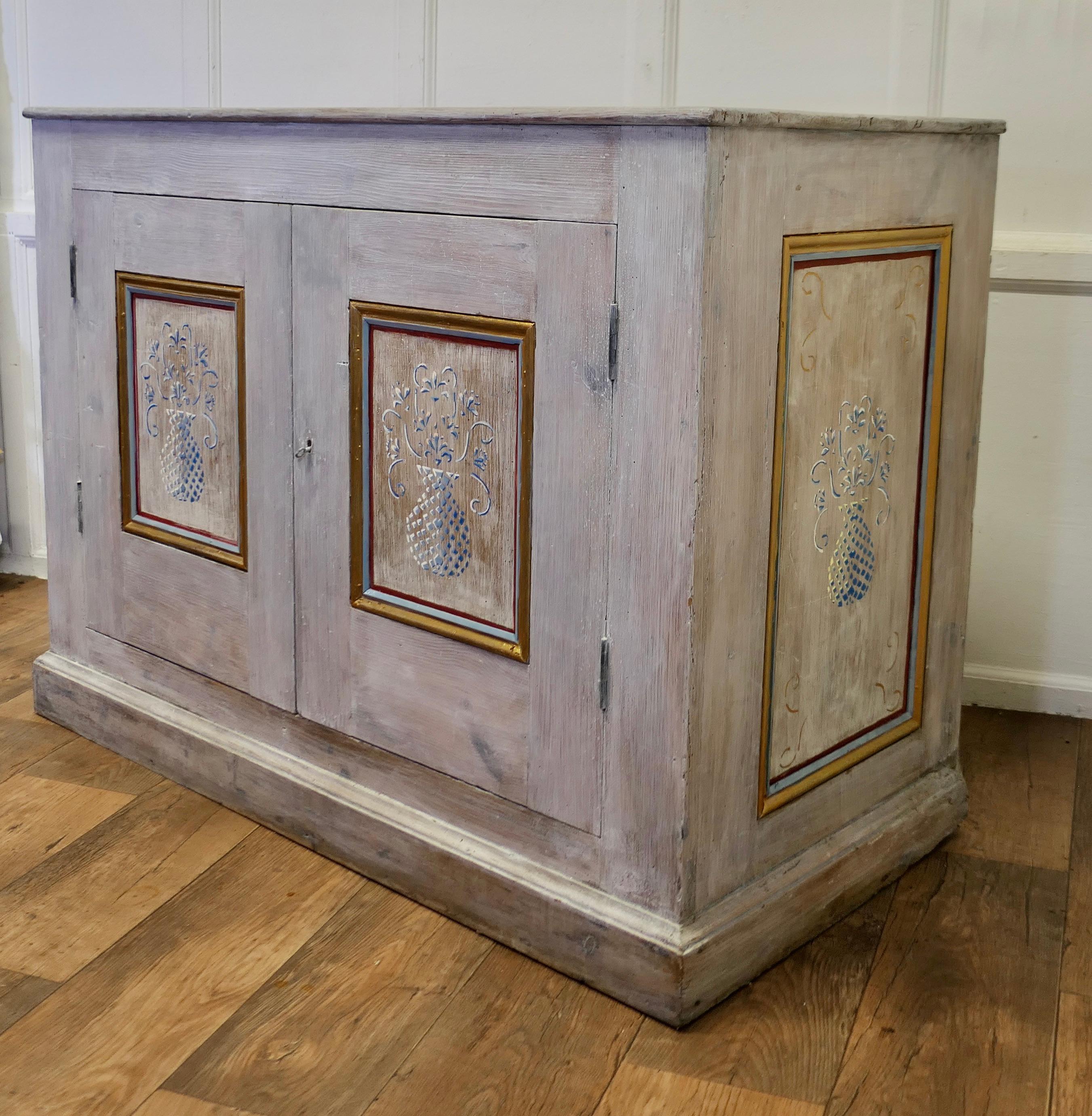 Ironstone Large Hand Painted Cupboard from South of France  Beautifully painted   For Sale