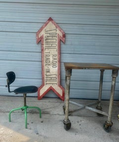 Large Hand Painted Double Sided Arrow "Radio Trade In" Folk Art Trade/Store Sign