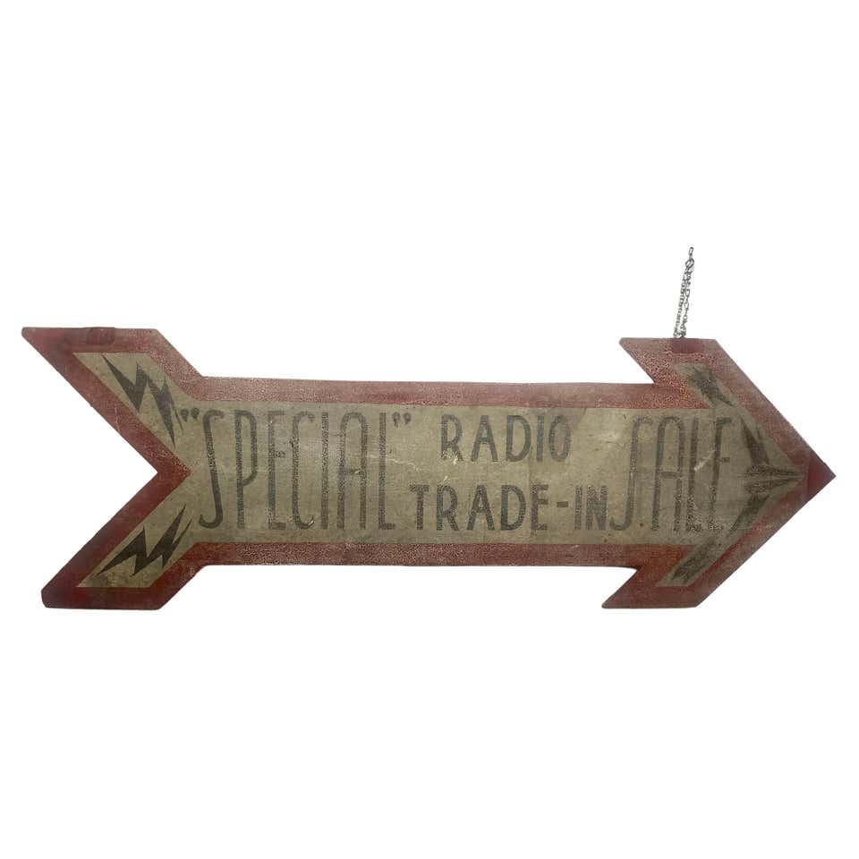 Antique 1940s Lighted Arrow Sign in Red at 1stDibs | antique arrow sign ...