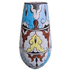 Große handbemalte Vase aus deutscher Studio Pottery von A. Becker für Steuler, 1950er Jahre