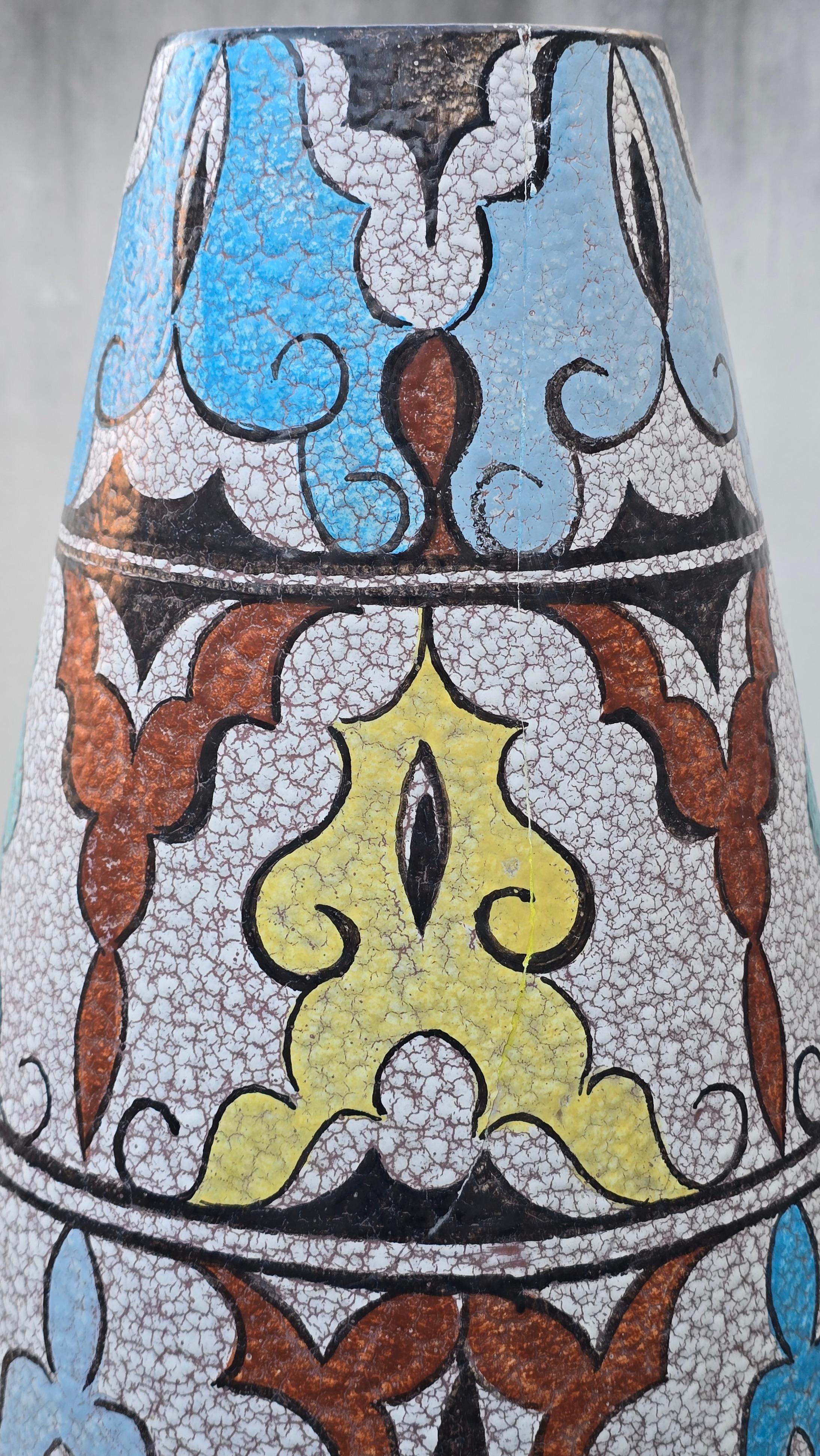Céramique Grand vase en Studio Pottery allemand peint à la main par A. Becker pour Steuler, années 1950 en vente