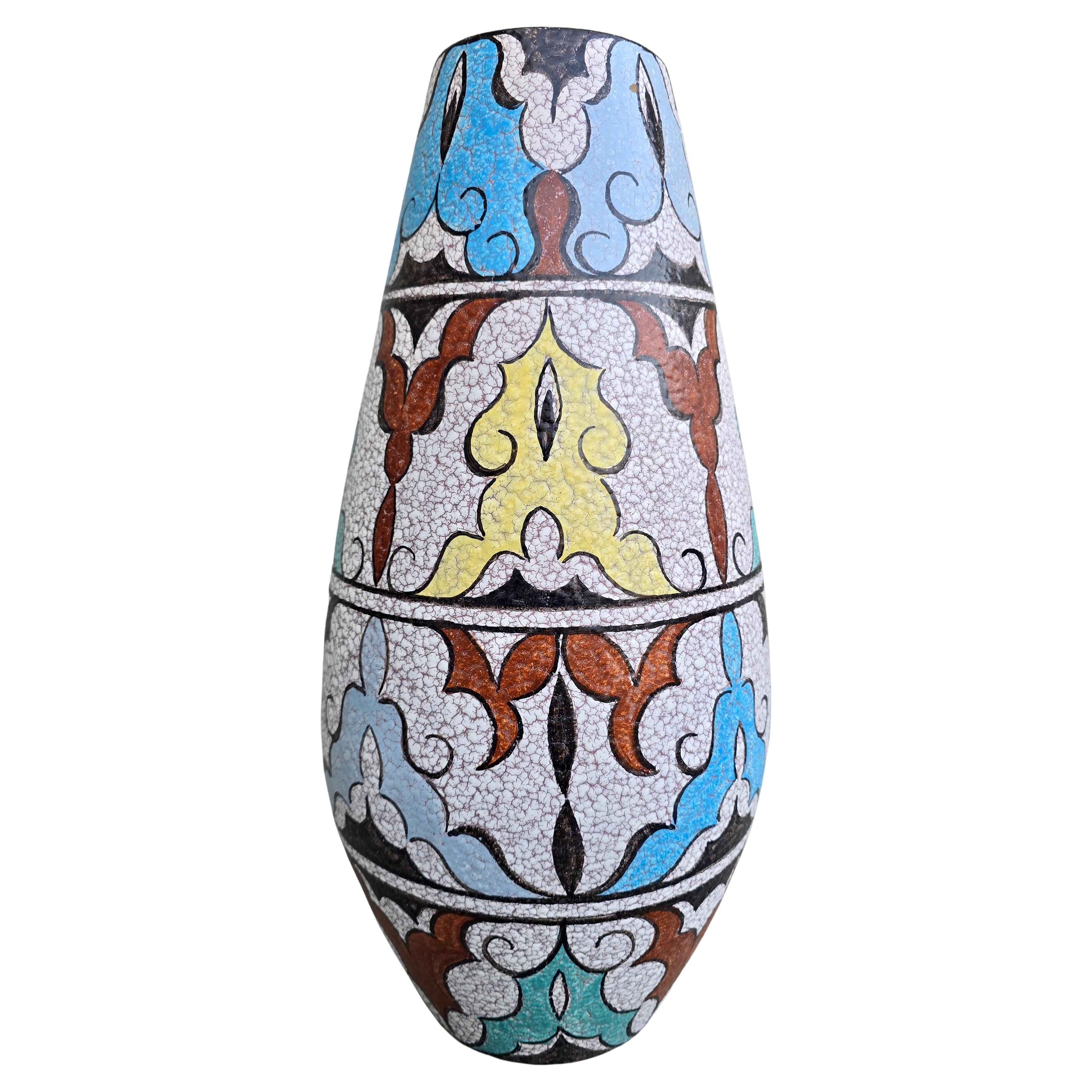 Large Hand-Painted German Studio Pottery Vase by A. Becker for Steuler, 1950s