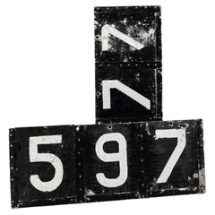 Vintage Large Hand Painted Industrial Railway Number Wall Sign Plaque, C.1940