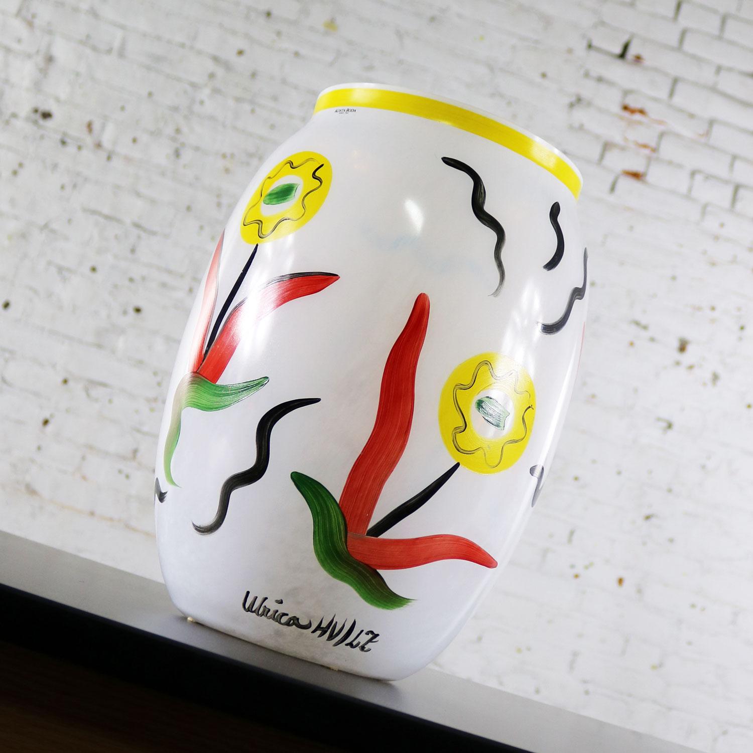 Danish Large Hand Painted Kosta Boda Atelier Vase Ulrica Hydman-Vallien Limited Edition
