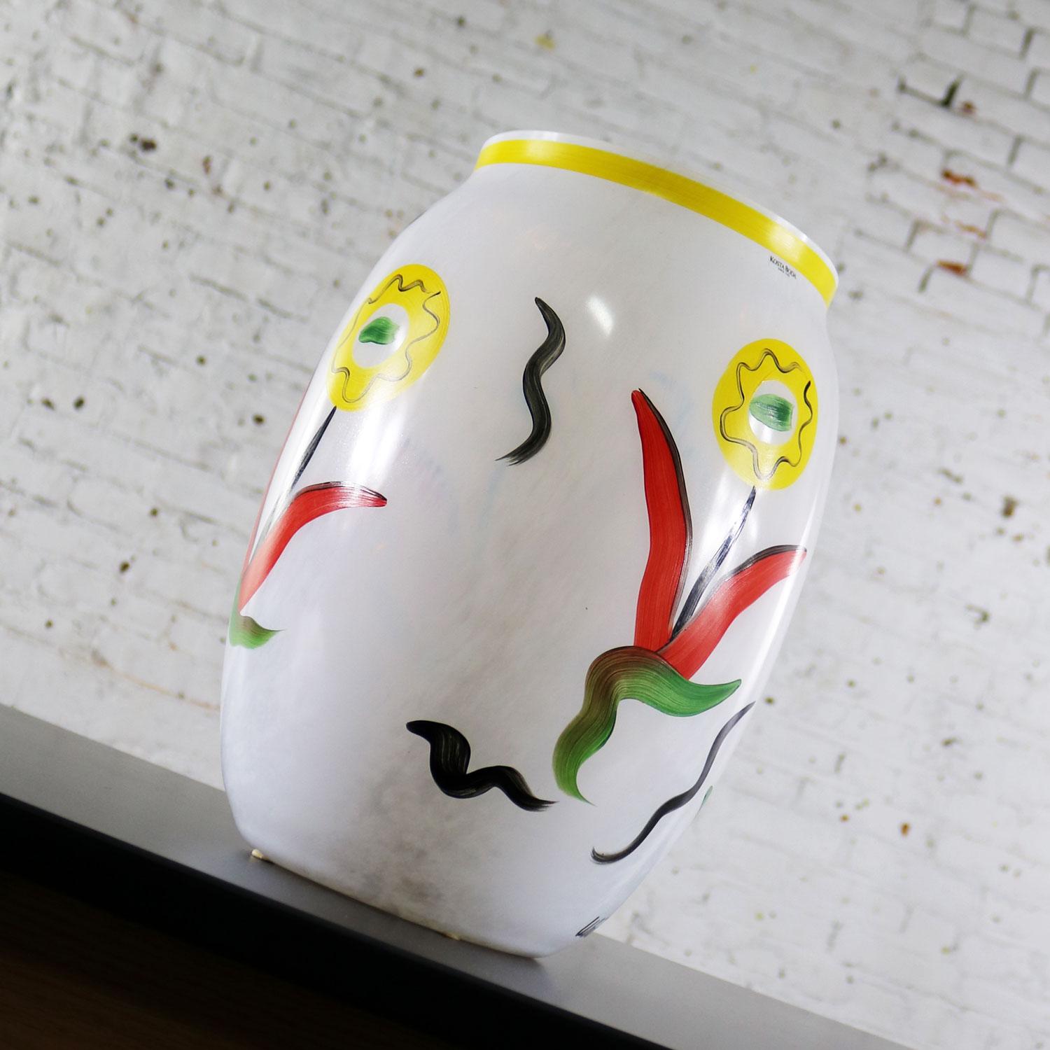 Large Hand Painted Kosta Boda Atelier Vase Ulrica Hydman-Vallien Limited Edition In Good Condition In Topeka, KS