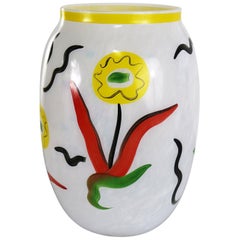 Grand vase d'atelier Kosta Boda Ulrica Hydman-Vallien peint à la main, édition limitée