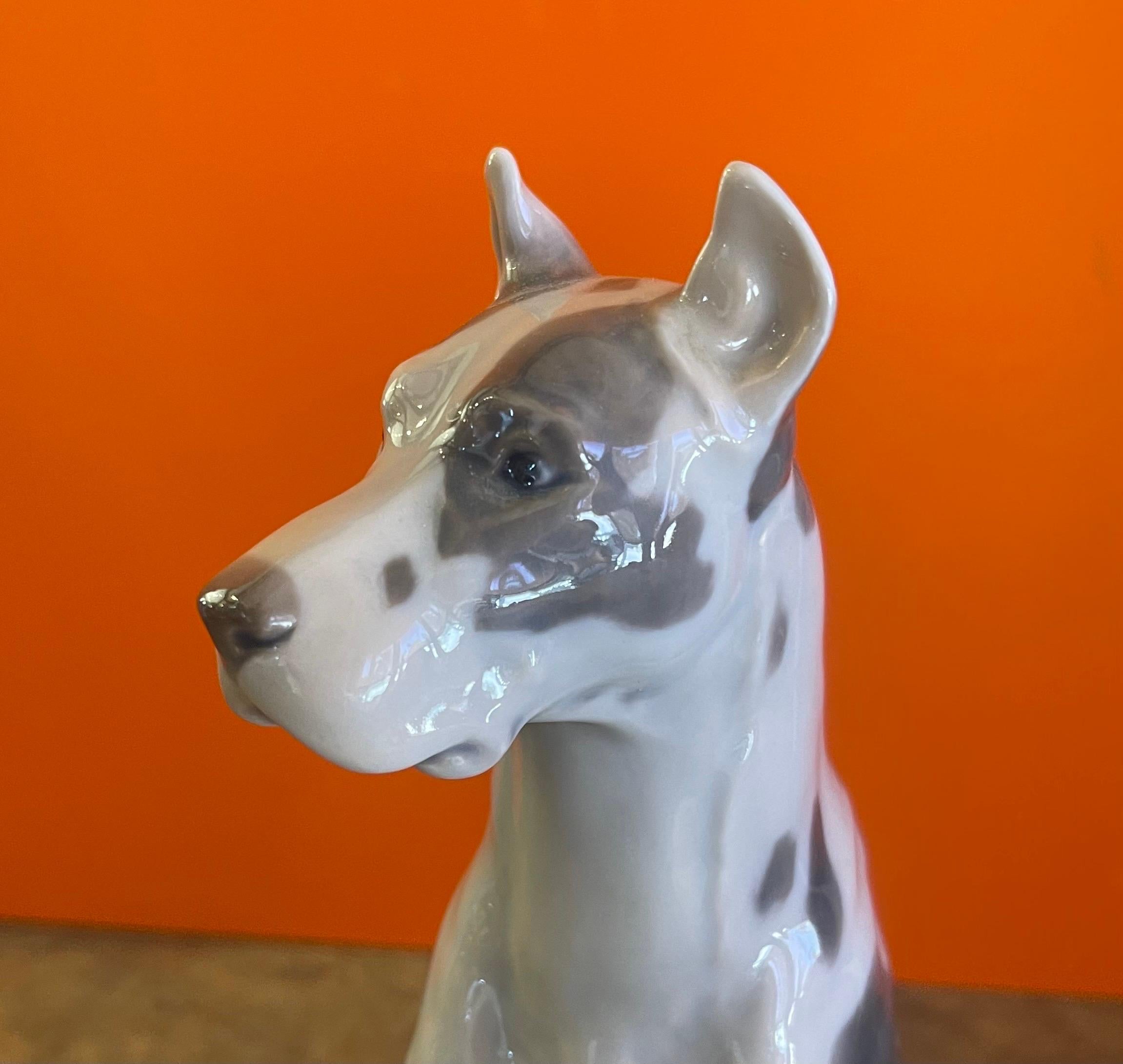 Large Hand-Painted Porcelain Great Dane Sculpture by Bing & Grondahl For Sale 2