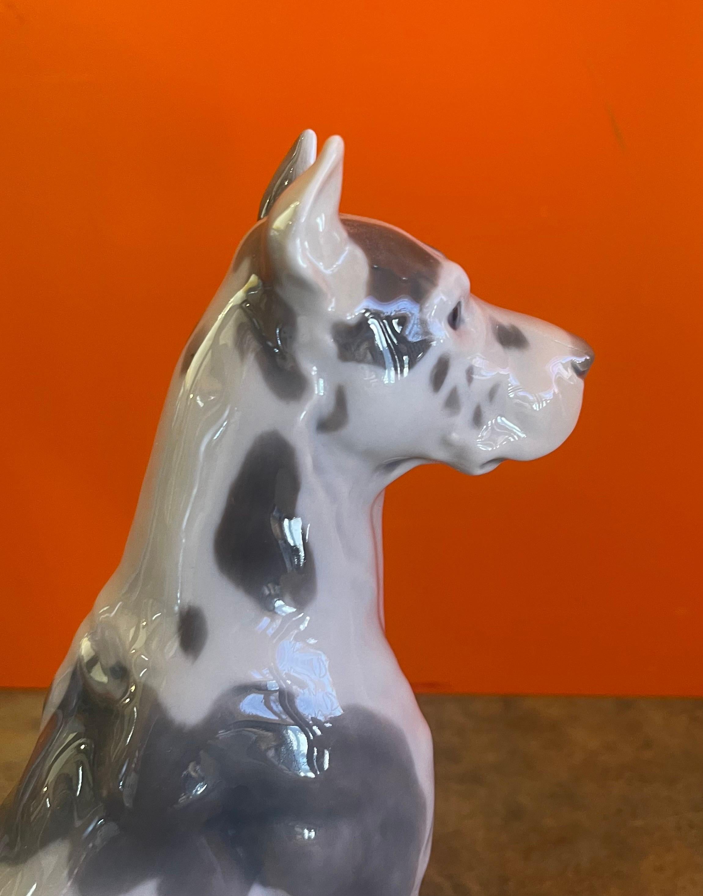 Large Hand-Painted Porcelain Great Dane Sculpture by Bing & Grondahl For Sale 3