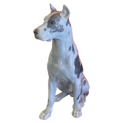 Large Hand-Painted Porcelain Great Dane Sculpture by Bing & Grondahl