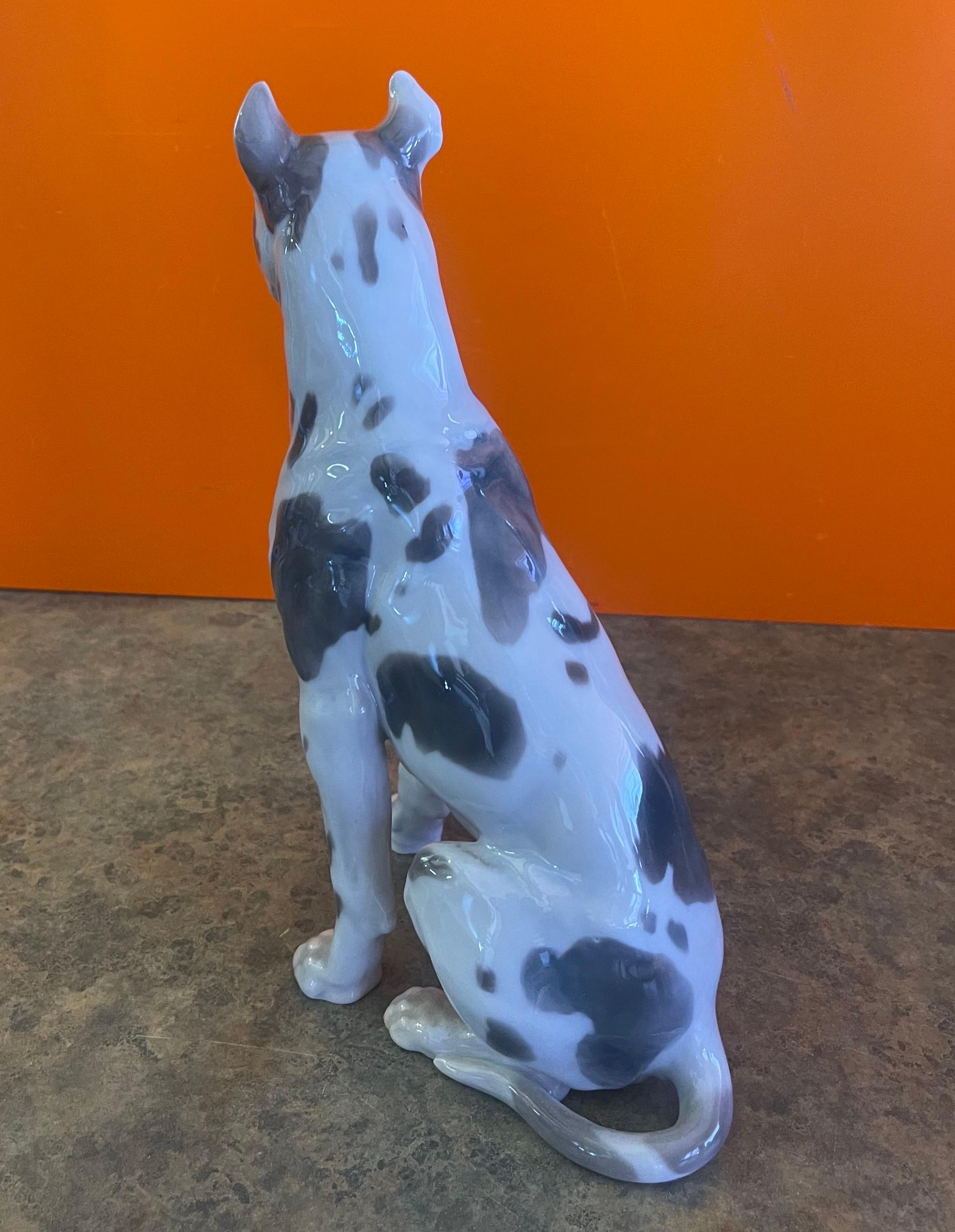 Large Hand-Painted Porcelain Great Dane Sculpture by Bing & Grondahl In Good Condition For Sale In San Diego, CA