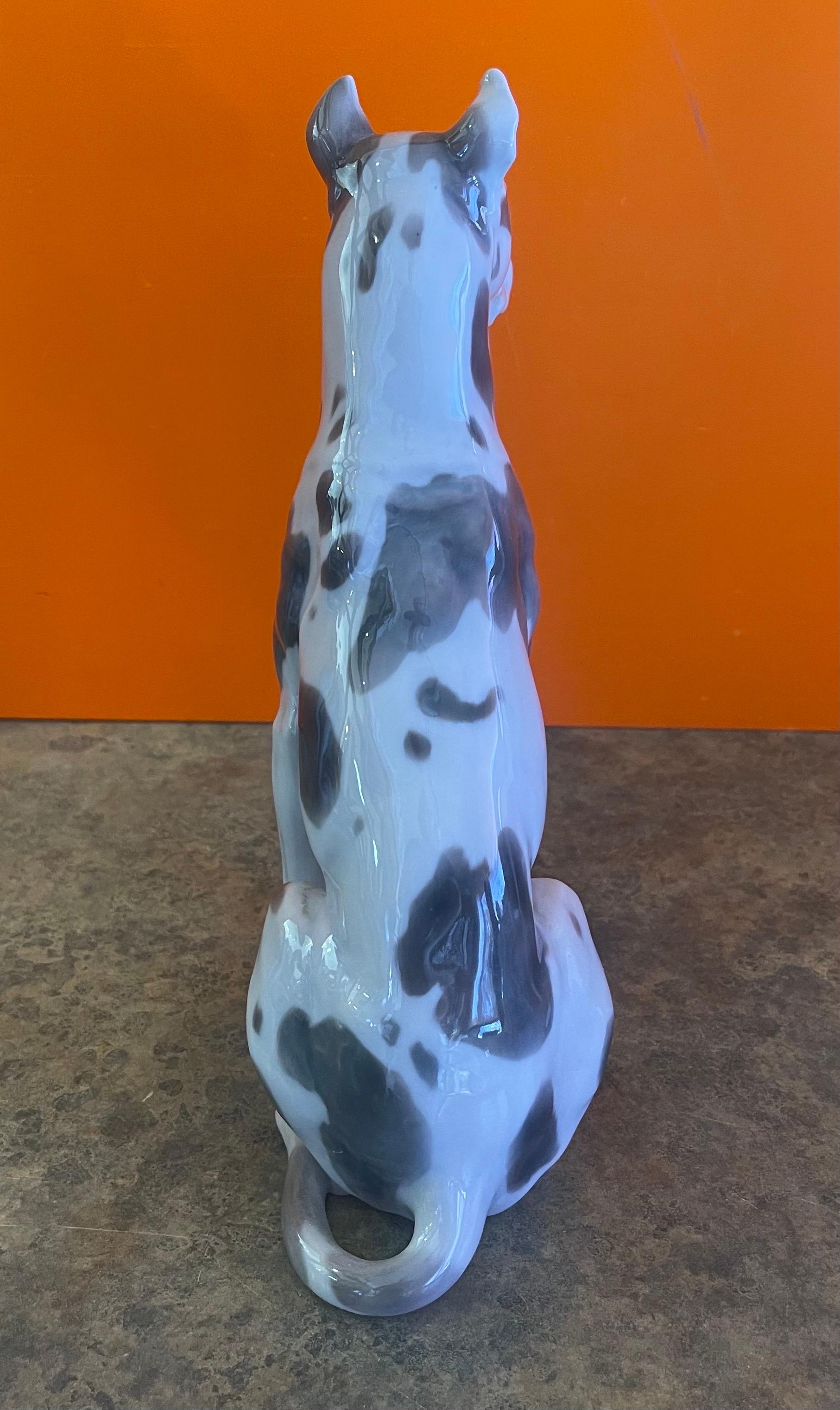 Large Hand-Painted Porcelain Great Dane Sculpture by Bing & Grondahl In Good Condition For Sale In San Diego, CA