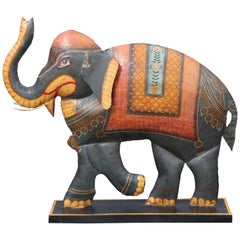 Large Hand Painted Standing Tole Elephant