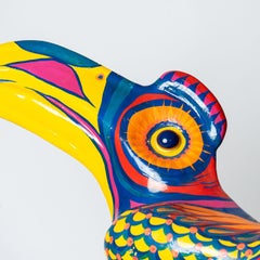 Large Vintage Hand Painted Toucan Bird Sculpture, Zulu , South Africa, 1970S