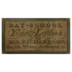 Large Hand Painted Trade Sign for Ladies Education, Early 19th Century