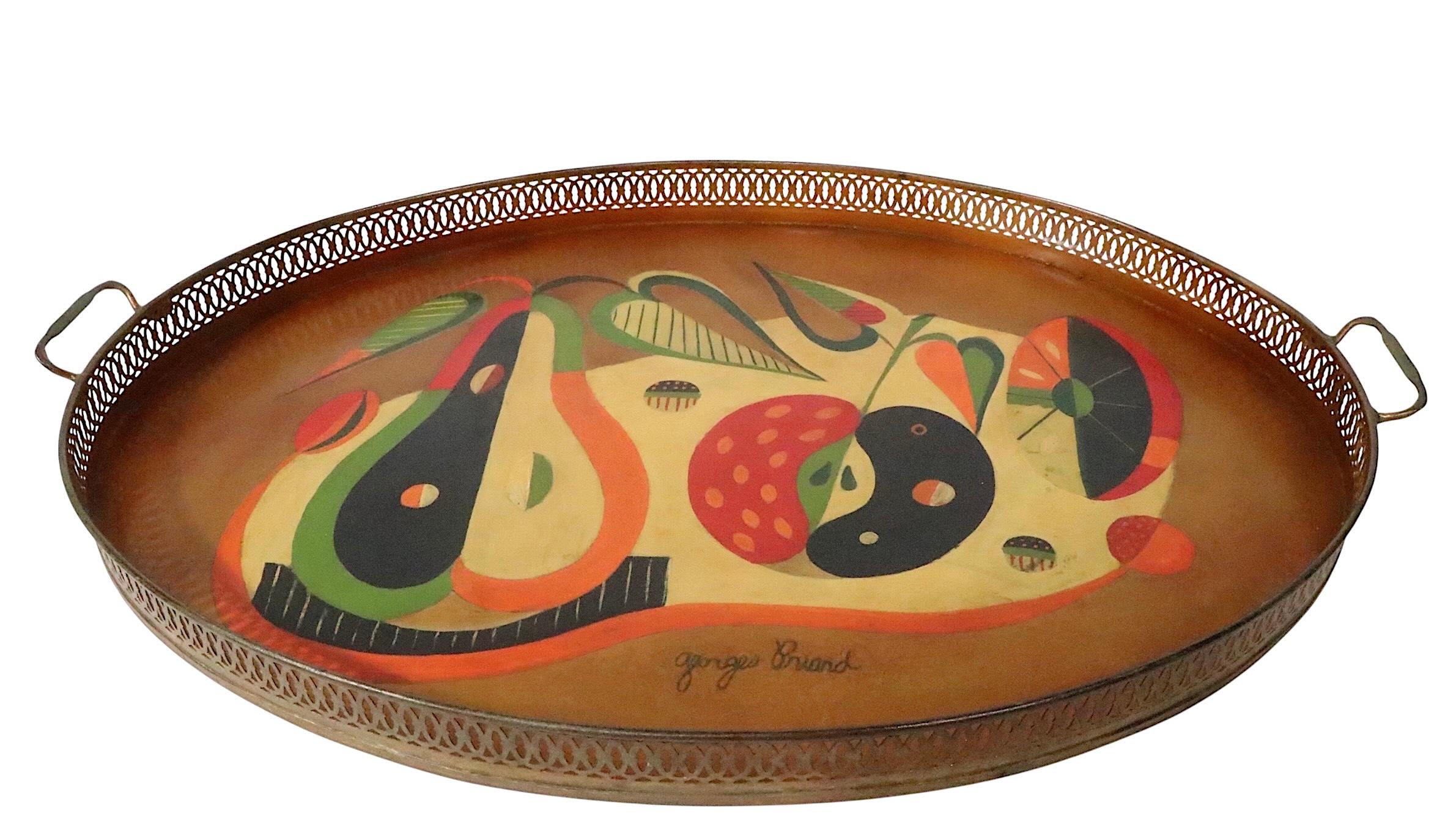 Large Hand Painted Tray by Georges Briard For Sale 2