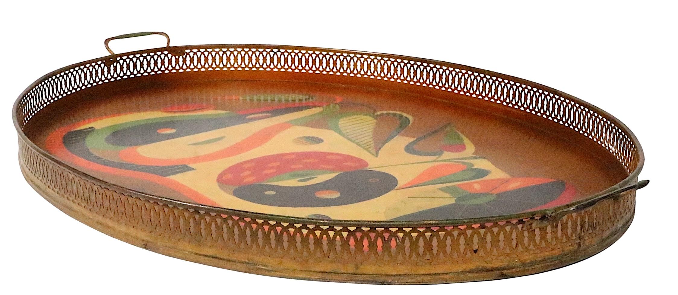 Large Hand Painted Tray by Georges Briard For Sale 3