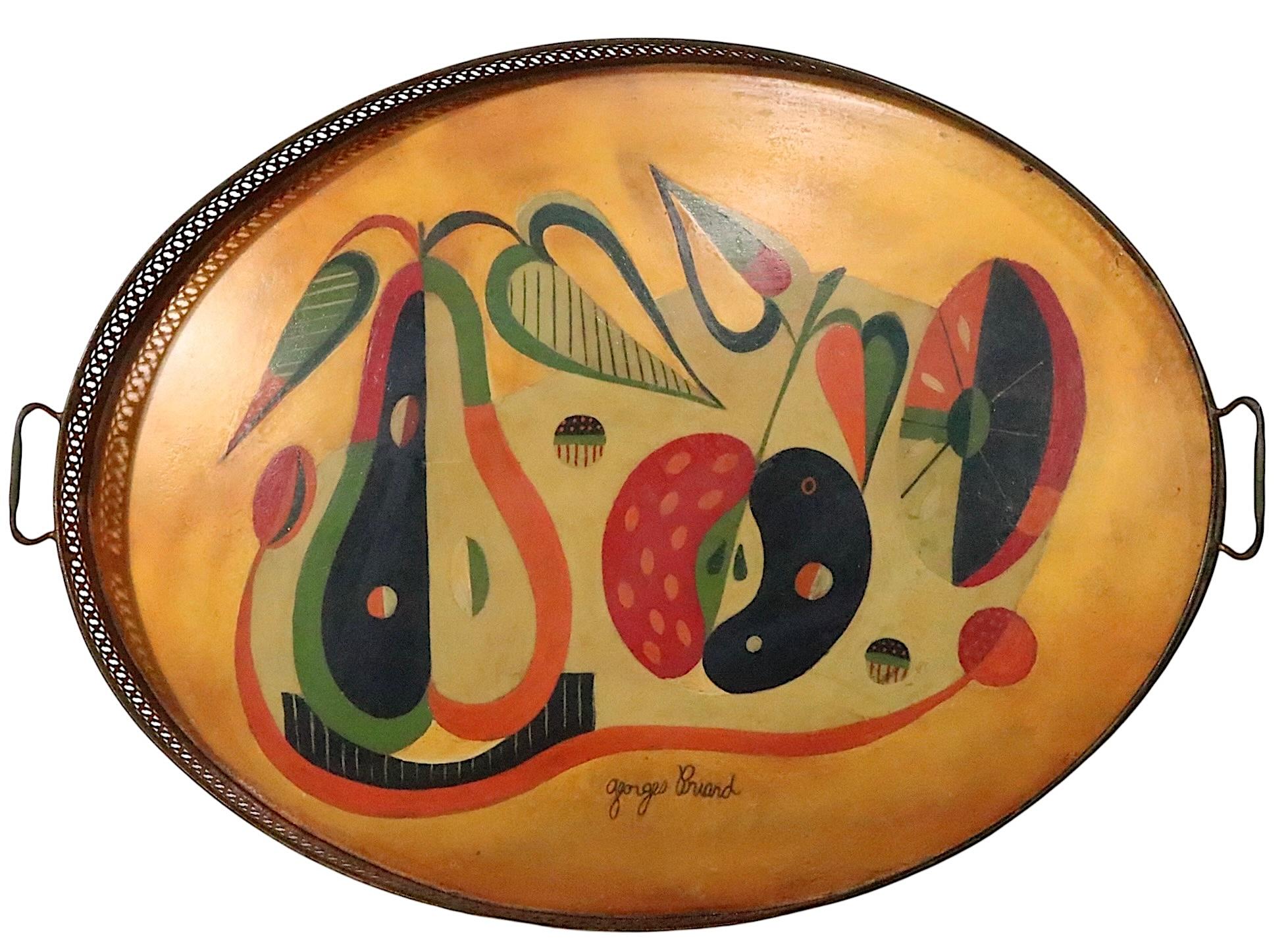 Large Hand Painted Tray by Georges Briard For Sale 7
