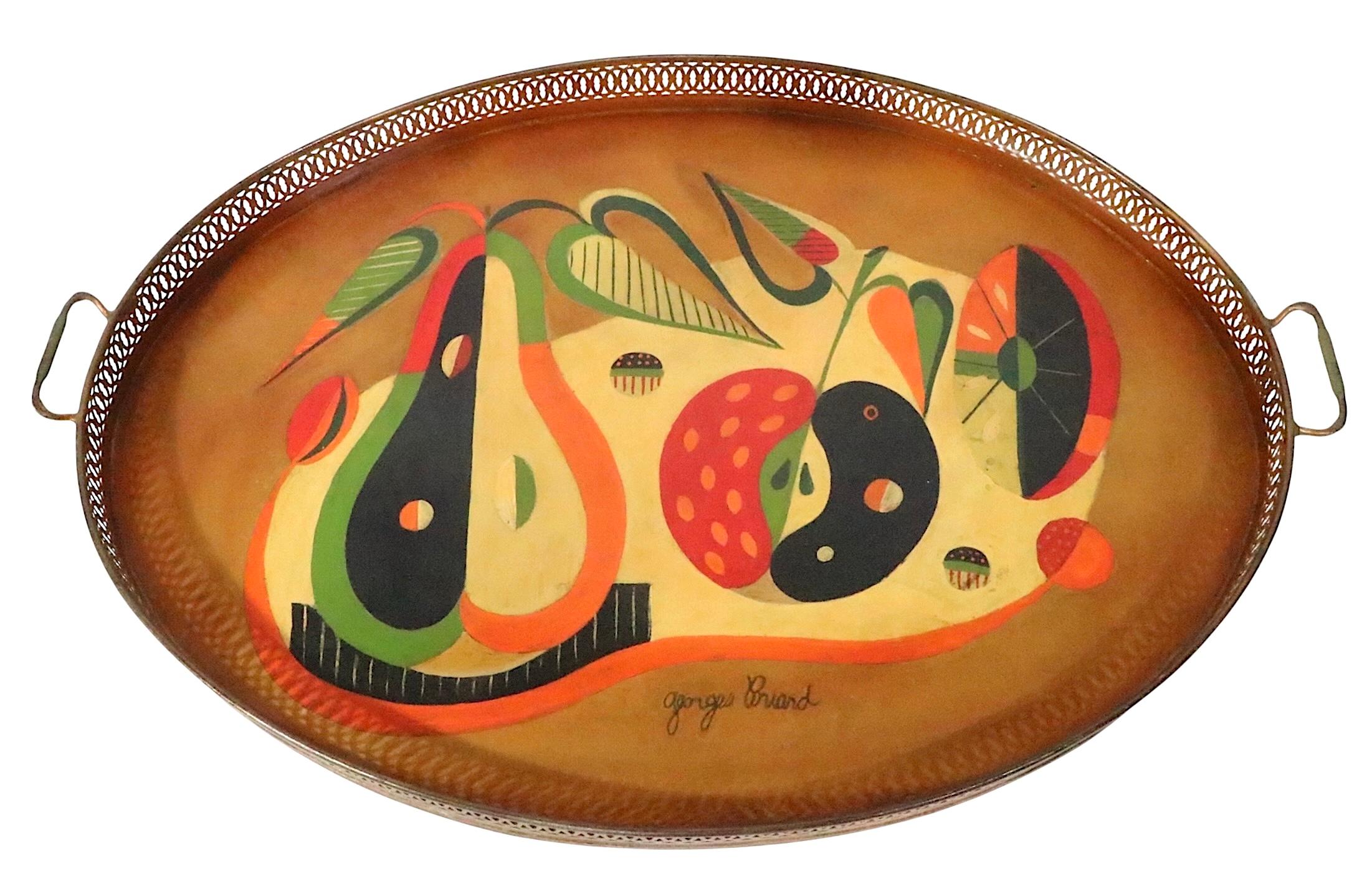 Organic Modern Large Hand Painted Tray by Georges Briard For Sale