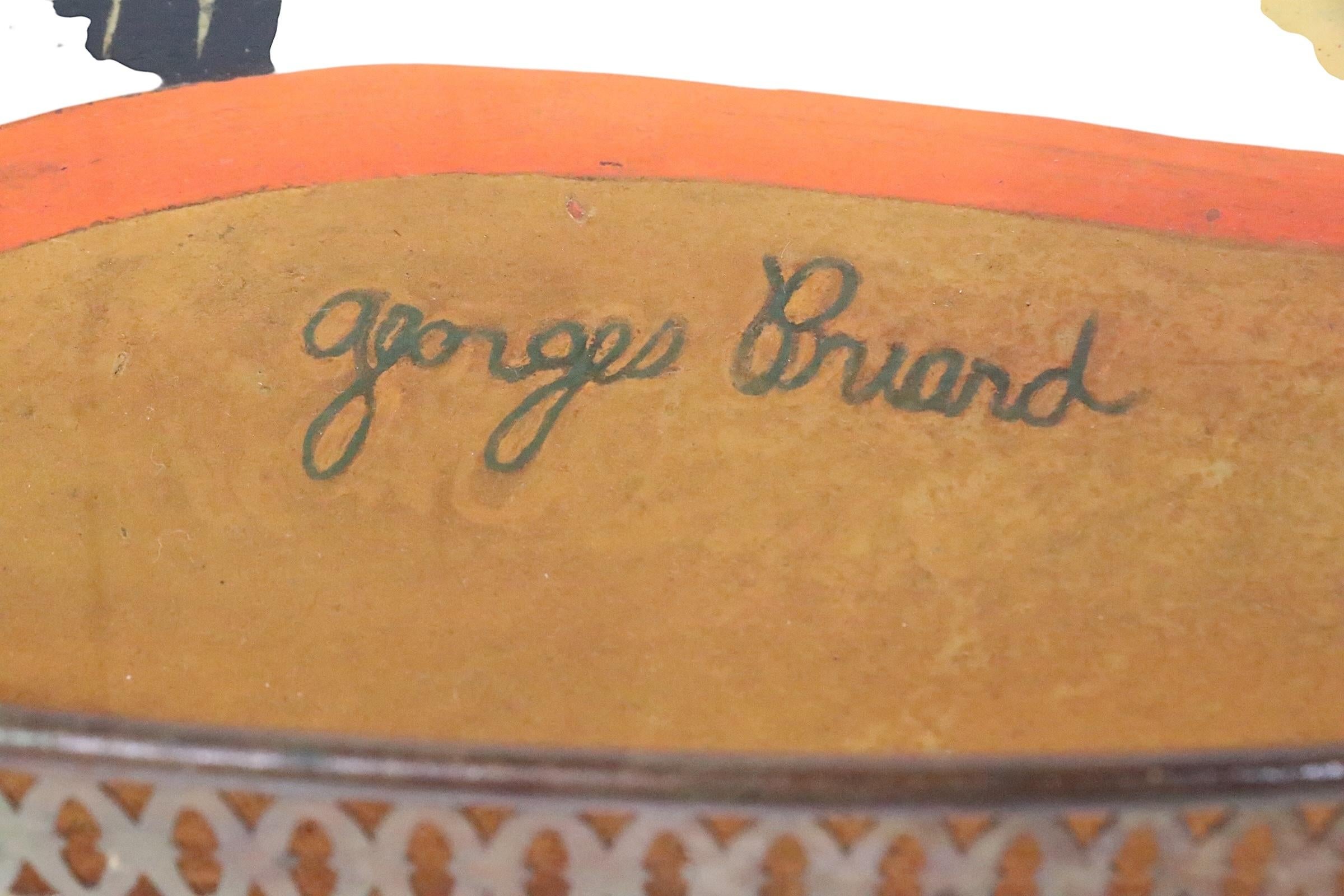 Metal Large Hand Painted Tray by Georges Briard For Sale