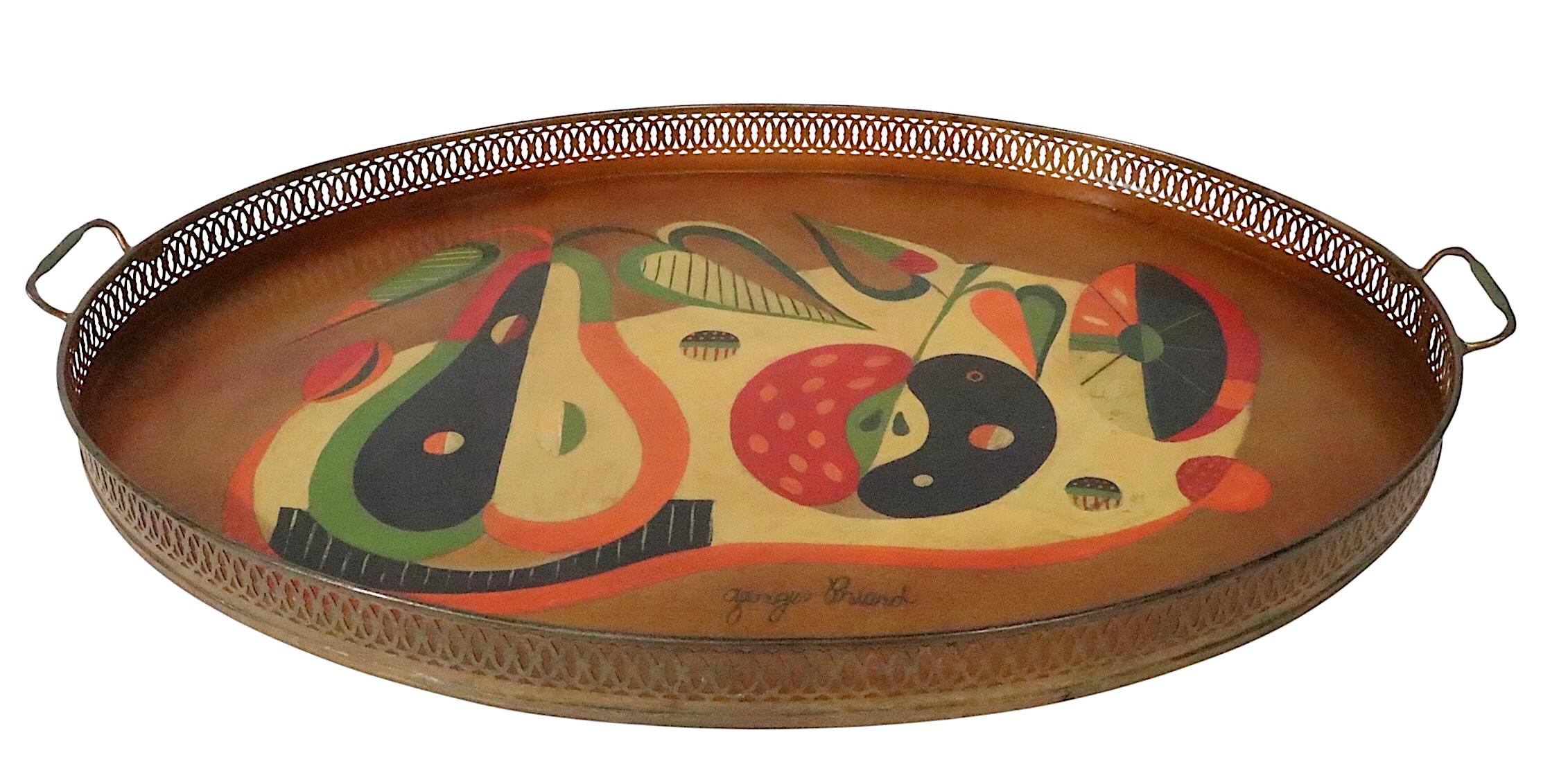 Large Hand Painted Tray by Georges Briard For Sale 1