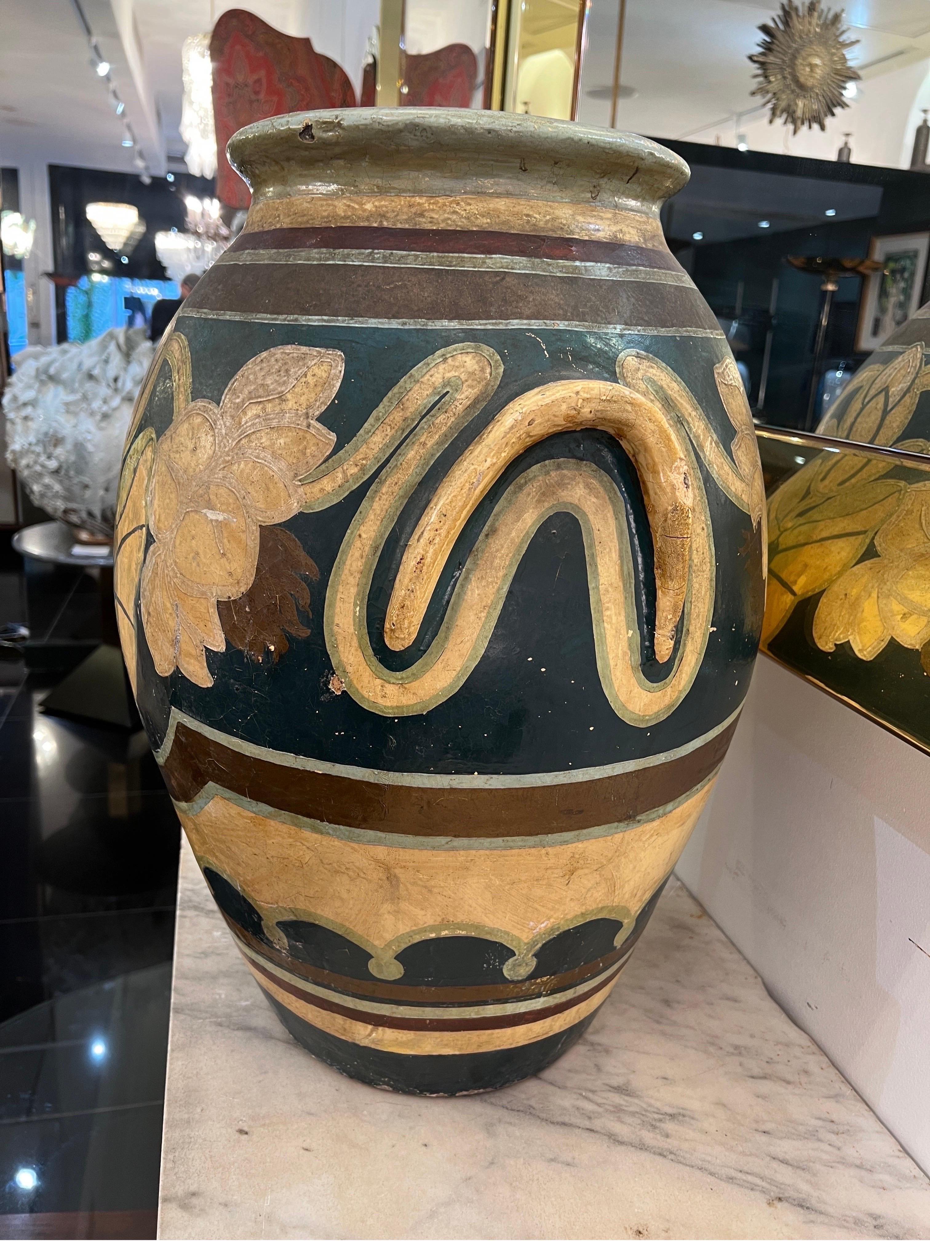 20th Century Large hand painted Tuscan urn 