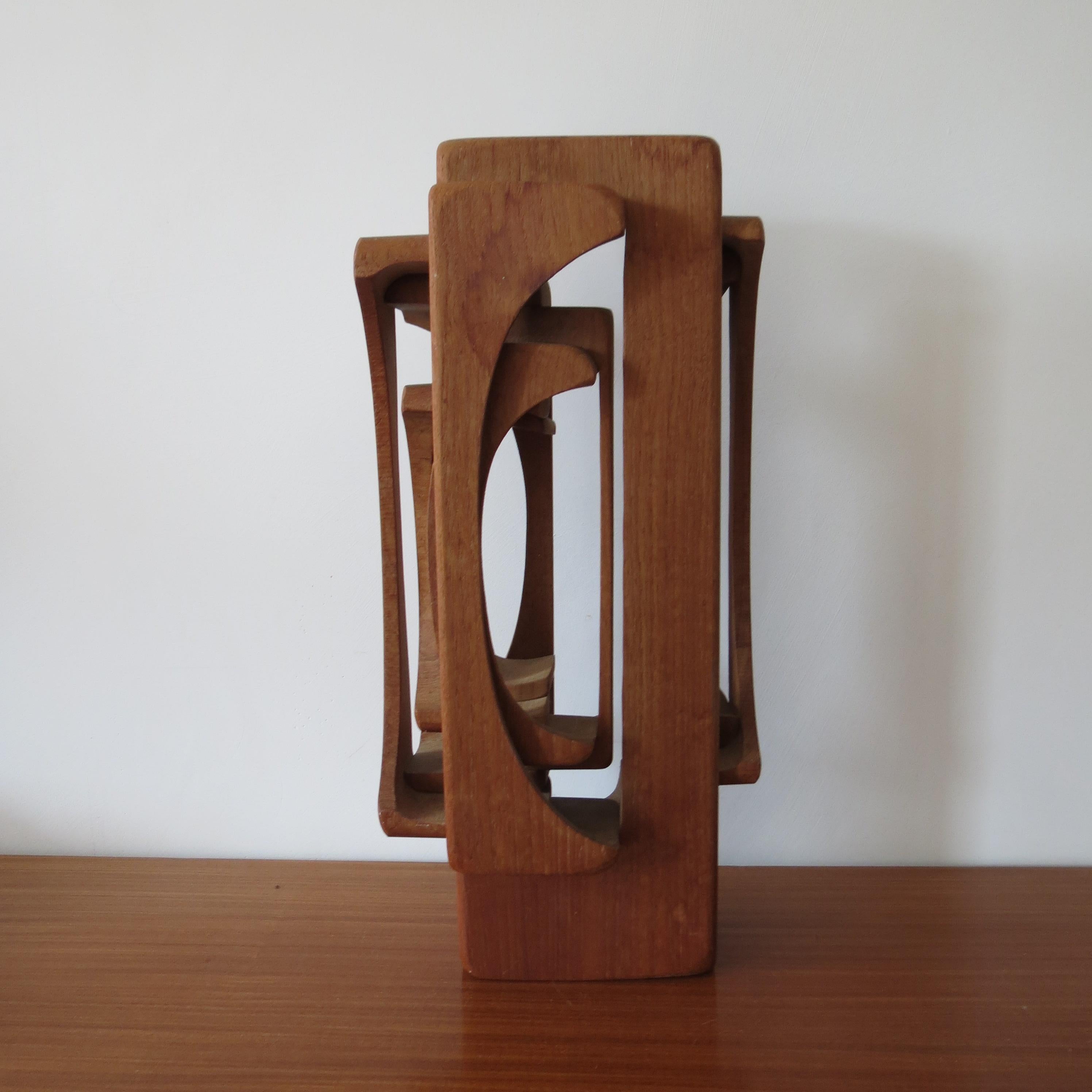 Mid-Century Modern Large Hand Produced Brian Willsher Teak Sculpture 1979