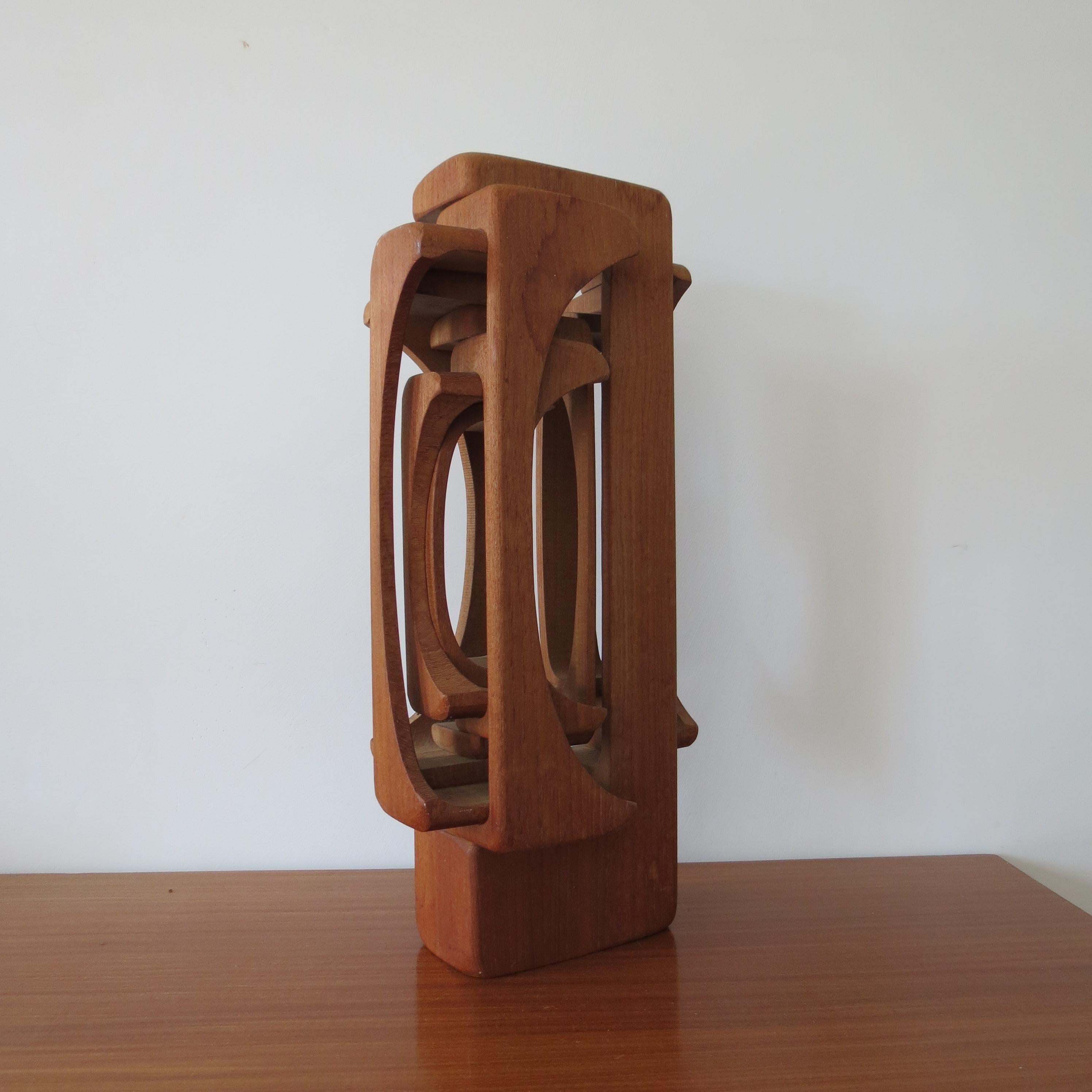 English Large Hand Produced Brian Willsher Teak Sculpture 1979
