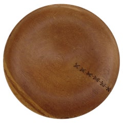 Large Hand Produced Oak Bowl with Leather Detail Stitching