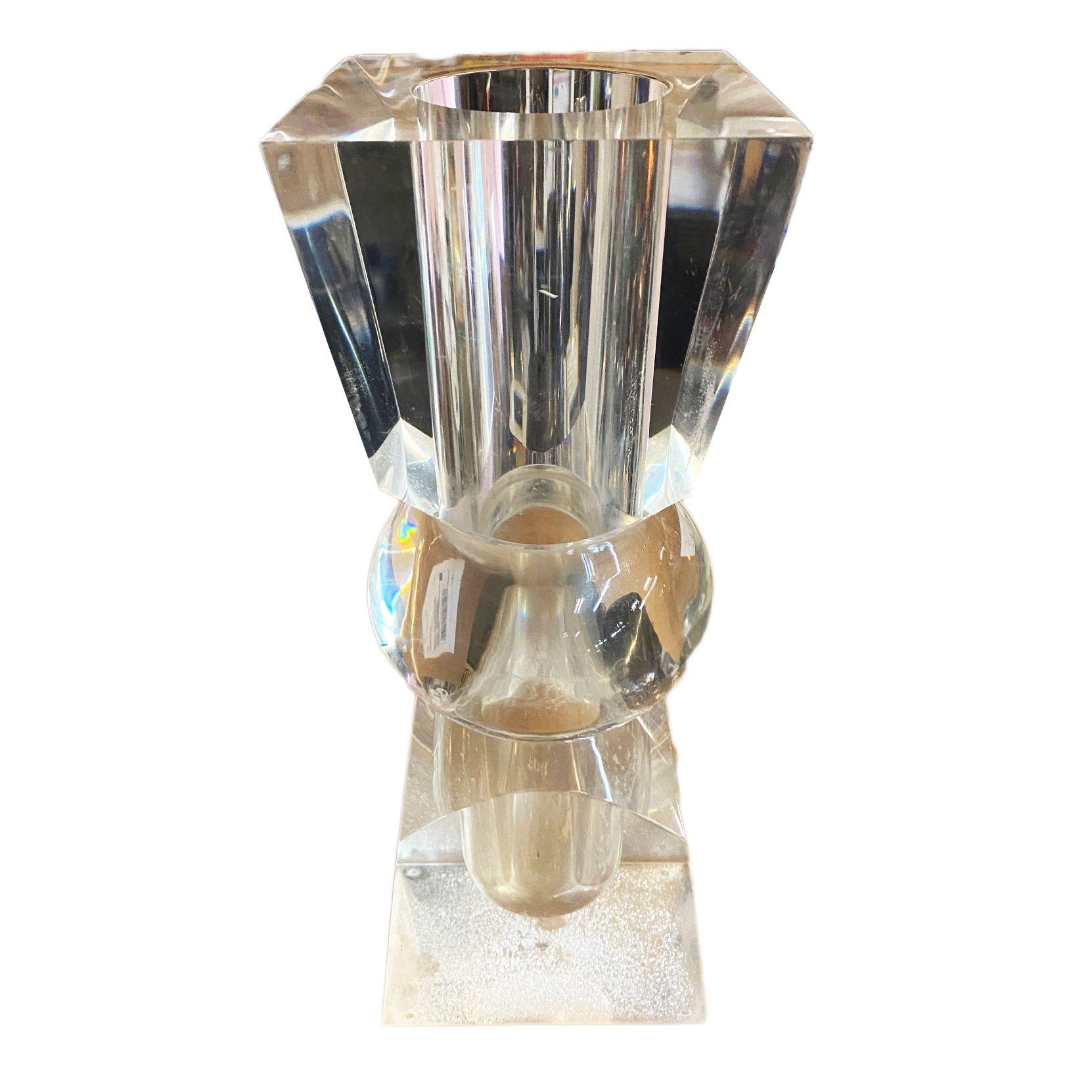 Introducing a masterpiece for your space – the Large Hand Sculpted Vase by Charles Hollis Jones, crafted from luxurious lucite. This exquisite piece showcases the renowned designer's artistry and flair. With its captivating form and meticulous