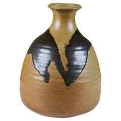 Große handgedrehte Steingutvase mit Tropfglasur-Vase