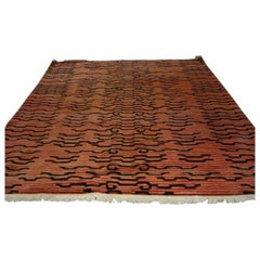 Large Hand Tufted Tibetan Rug in a Abstracted Tiger Pattern