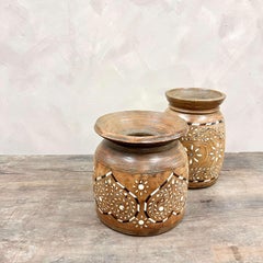 Large Hand Turned, Inlaid Ghee Pots