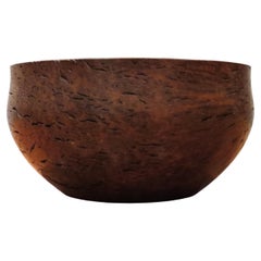 Retro Large Hand Turned Jarrah Wood Decorative Bowl 1980s