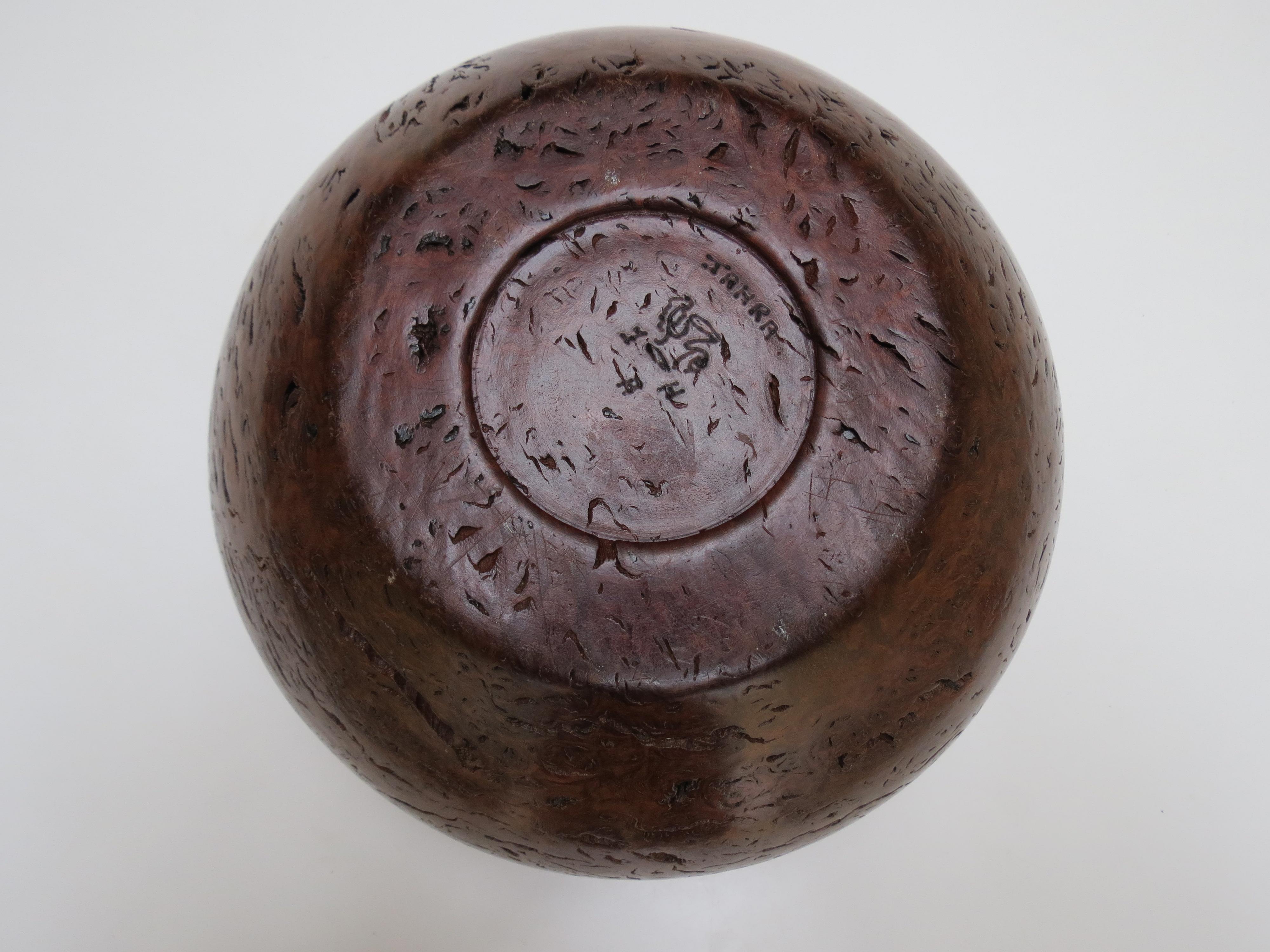 Gran cuenco decorativo de madera de Jarrah torneada a mano Años 80 3
